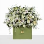 باکس گل رز ارکیده لاکچری با تم سفید سبز- گلفروشی آنلاین VIP Shop