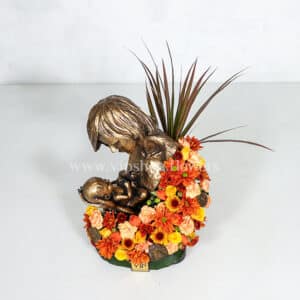 گل و مجسمه رز داوودی با تم پاییزی - گلفروشی آنلاین VIP Shop