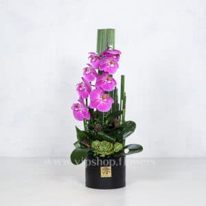 باکس گل گرد و فانتزی ارکیده بنفش - گلفروشی آنلاین VIP Shop