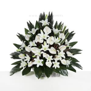 سبد ترحیم F49 لیلیوم آنتوریوم بزرگ - گلفروشی آنلاین VIP Shop