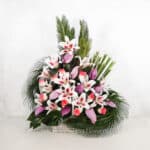 سبد گل K125 بزرگ رز آنتوریوم و اورینتال - گلفروشی آنلاین VIP Shop