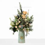 جعبه گل سطلی طوسی رز آلسترومریا - گلفروشی آنلاین VIP Shop