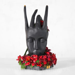 گل و مجسمه داوودی با تم قرمز - گلفروشی آنلاین VIP Shop