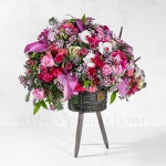 سبد گل رز و ارکیده پایه دار شماره 126 سبد گل پایه دار رز و ارکیده - گلفروشی آنلاین VIP shop