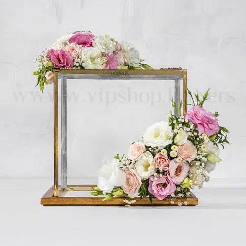 باکس شیشه ای گل جهت تزیین وسایل هدیه عروس و داماد