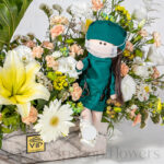 عروسک باکس گل برای تشکر دکتر