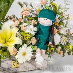 عروسک باکس گل برای تشکر دکتر