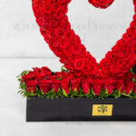 باکس گل قلبی رز قرمز