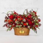 سبد گل K137 زیبا برای دوست با سبد حصیری