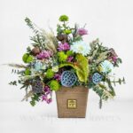 باکس گل رنگارنگ با داوودی صورتی