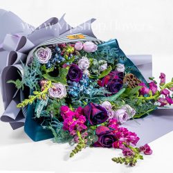خرید دسته گل رز مینیاتوری با روبان
