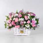 سبد گل لیسیانتوس با طراحی خاص