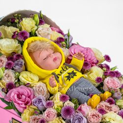 باکس گل گهواره ای به همراه عروسک