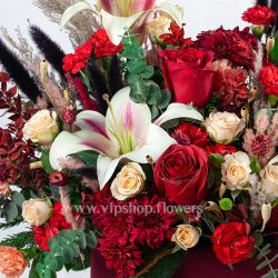 خرید باکس گل استوانه ای قرمز