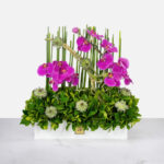 باکس لوکس ارکیده با تم رنگی بنفش و سبز زیبا است.