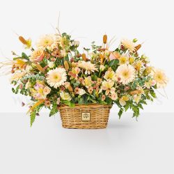 سبد گل K142 با تم رنگی کرم از زیباترین هدایا است.