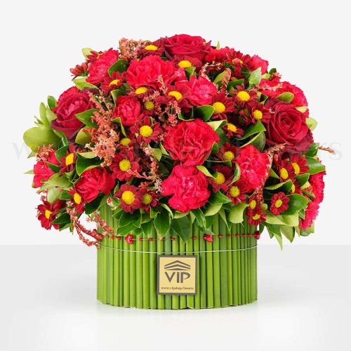 جعبه گل فانتزی رز داوودی - گلفروشی آنلاین VIP Shop